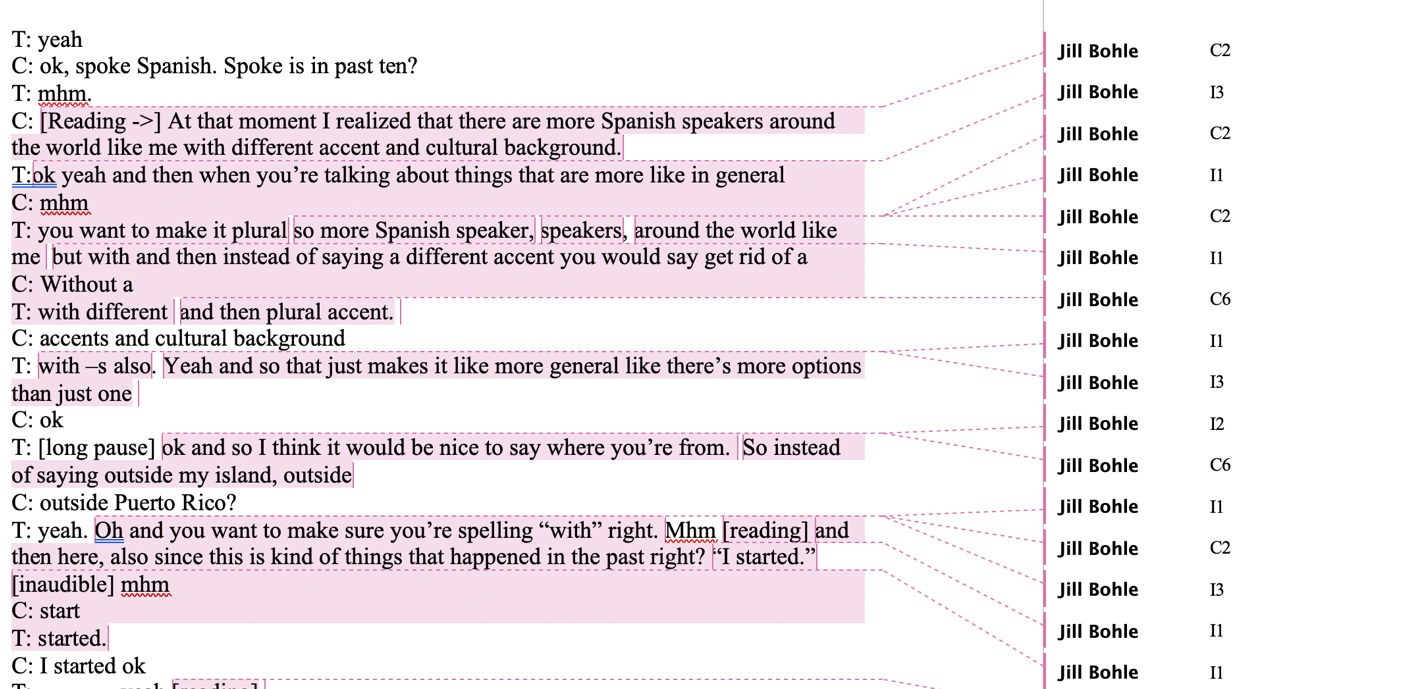 Typical Example of a Coded Transcript Page.